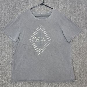 Vintage Fender Guitars T-Shirt L Gray Single Stitch Logo Rock Music Distressed